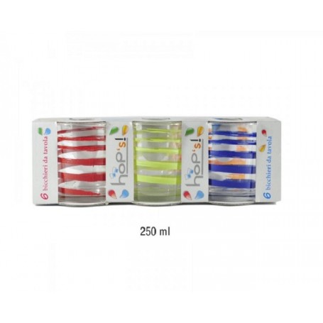 Hop's Bicchieri di Vetro da Tavola a Spirale 6 pz