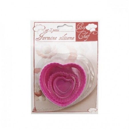 Big Chef Formine Cuore in Silicone 3 pz