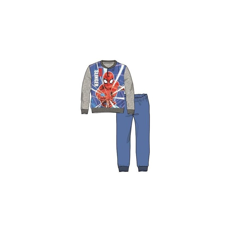Pigiama Per Bambini Spider-Man 3-4 Anni - Colore Grigio-Blu Scuro Con Manica Lunga, Morbido E Comodo