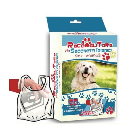 Raccoglitore + 50 sacchetti igienici per animali Pamax