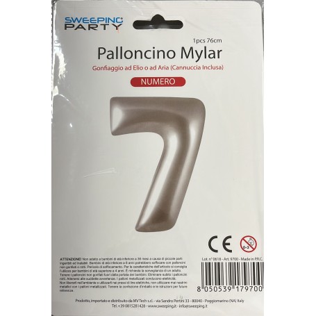 Mylar palloncino n°7 argento 76cm
