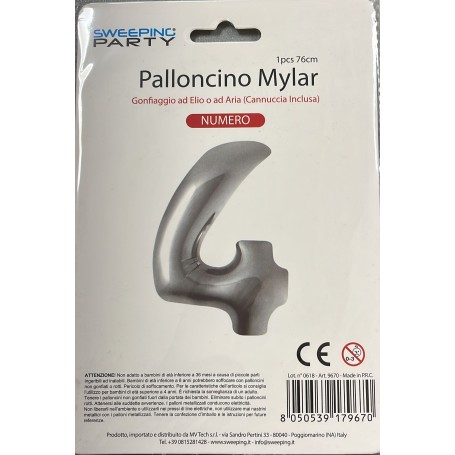 Mylar palloncino n°4 argento 76cm