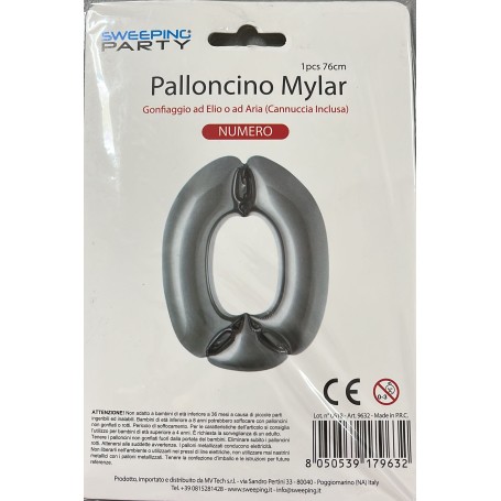 Mylar palloncino n°0 argento 76cm