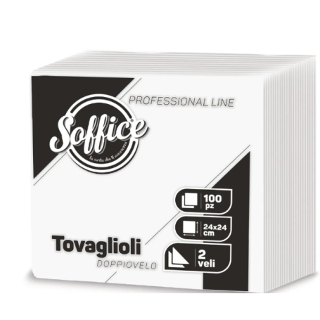 Soffice Tovagliolo Bianco 24x24 2 veli 100pz