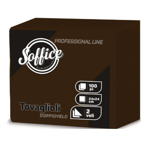 Soffice Tovagliolo Marrone 24x24 2 veli 100pz